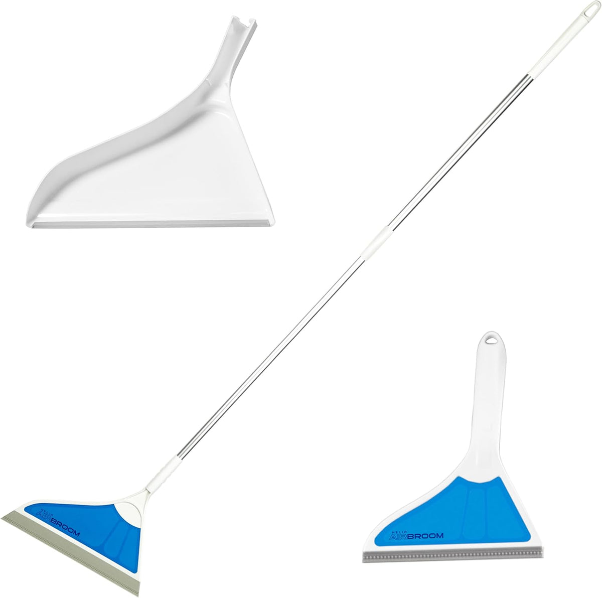 Helio Air Broom 3 Piece Kit All Surface Sweeper and Squeegee for Wet and Dry Cleaning Dust, Dirt, Liquids, Pet Hair, Tile, Hardwood Floors, Carpet, Furniture, Windows, Shower Doors As Seen on TV