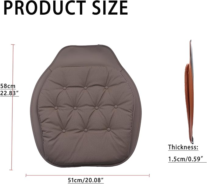ontto Cooling Car Seat Cushions,Universal Auto Front Bottom Seat Cover for Most Vehicles,PU Leather Seat Protector Refreshing and Non-Slip Seat Pad,Dark Brown(2 PCS)