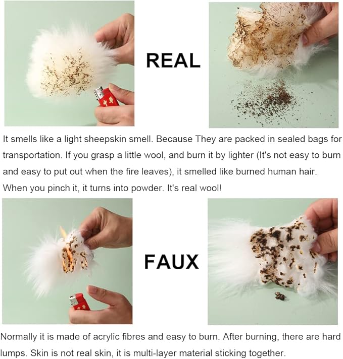 3Pcs Set Fashion Fluffy Fuzzy Wool Fur Soft Car Steering Wheel Cover with Handbrake Cover & Gear Shift Cover for Women/Girls/Ladies Auto Long Wool Accessories