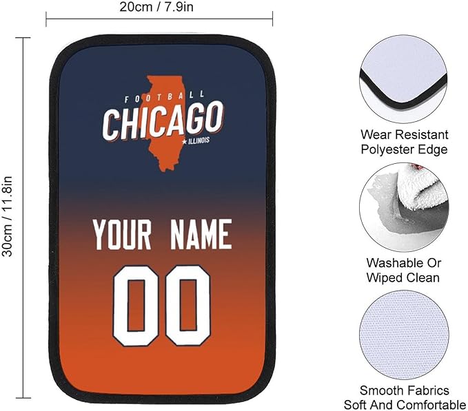 Custom Football Car Armrest Covers Universal Auto Center Console Pad Car handrail Box Cushion Personalized Add Name & Number Fans Gift Fit Suit for SUV Truck Sedan Van