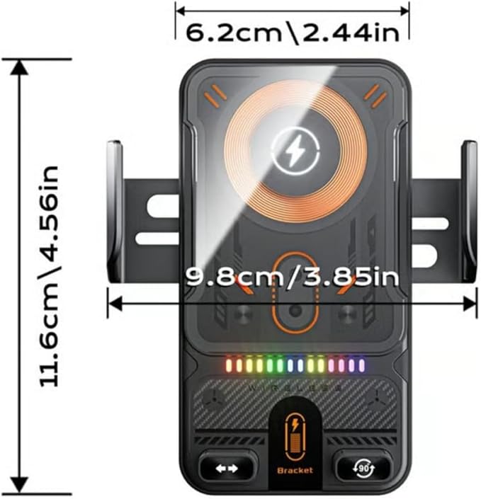 2026 New Cool Car Wireless Fast Charging Holder, Wireless Charging Rotating Car Mount,15w Universal, 360° Rotation, Smart Sensor Open, Switch Between Horizontal Vertical (Black)