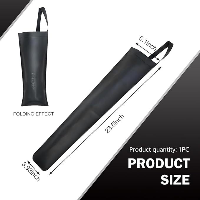Car Umbrella Storage Bag, Waterproof Foldable Suspension Pouch for Long and Short Handle Umbrellas, Faux Leather Organizer with Hook and Loop Fastener, Universal Organizer for Car (Black)