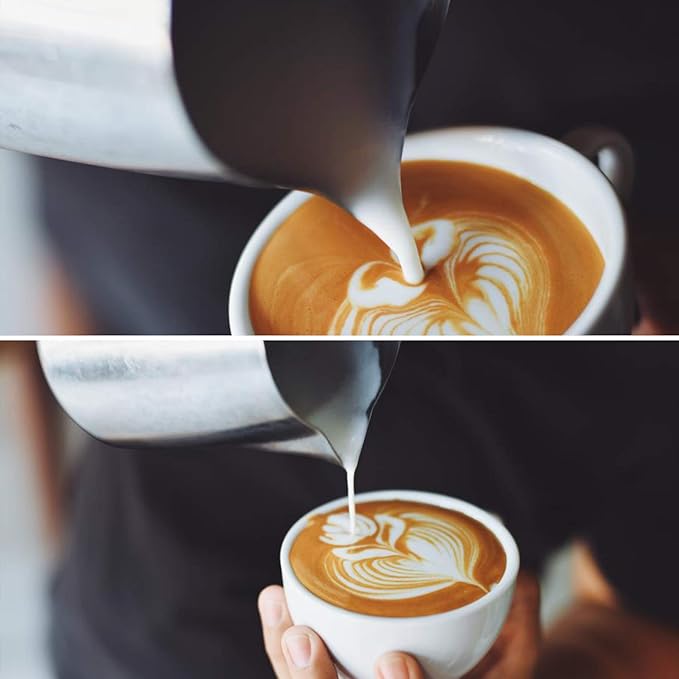 Stainless Steel Milk Frothing Pitcher Cappuccino Pitcher Pouring Jug Espresso Cup Creamer Cup for Latte Art, 20 Ounce (600 ML)