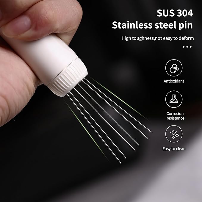 Flick WDT Espresso Distribution Tool - Magnetic Espresso Stirrer Tool with Stainless Steel Retractable Needles, Coffee Needle Distribution Stirrer for Barista