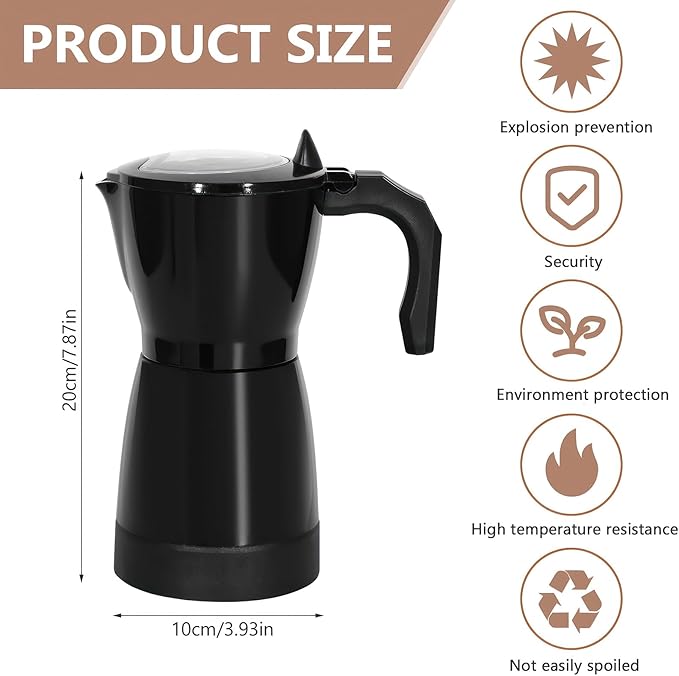 AOZBZ Coffee Pot Electric Espresso Coffe Maker, 300ml 6 Cups Aluminum Moka Pot with Overheat Protection and Detachable Base, Portable Italian Moka Maker, 450W, Black
