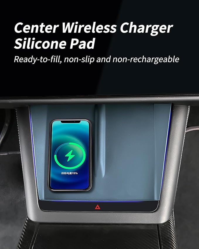 Wireless Charging Mat, Center Console Wireless Charger Silicone Protective Pad Compatible with Tesla Model X/S(2022-2025)