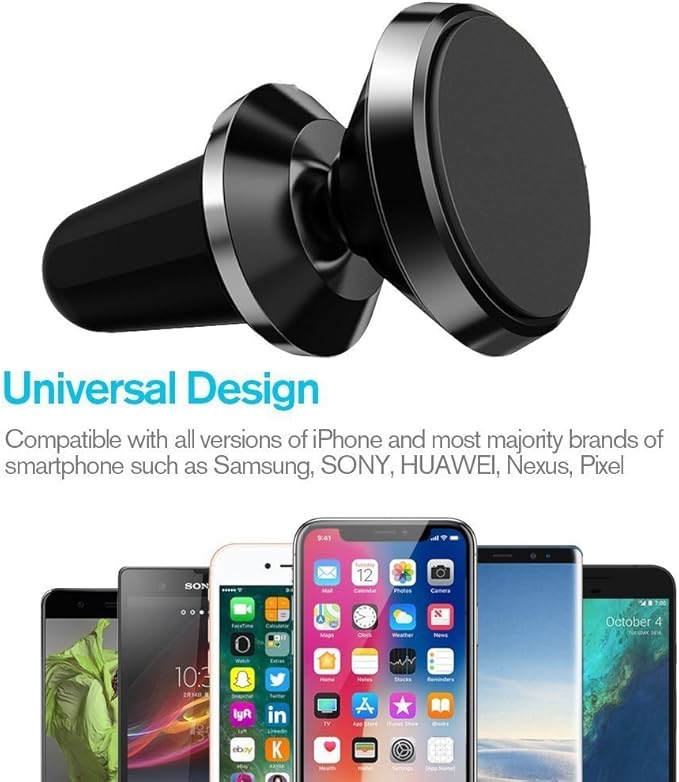 eTECH Magnetic Phone Car Mount Holder, Magnetic Mount Universal Air Vent for iPhone X / 8 Plus / 7 / 6S / 5S, Galaxy S5 / S6 / S7 / S8 / S9, Google Pixel, LG, & Other Smartphones (2Pack Rose Red)