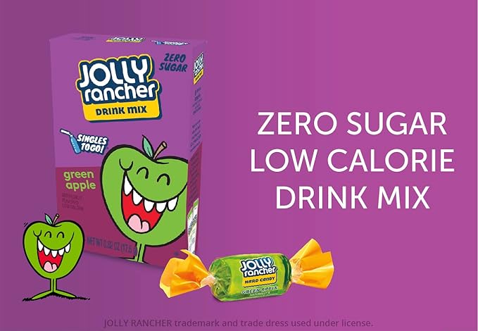 SINGLES TO GO! Jolly Rancher Green Apple, 6 Boxes with 6 Packets each, 36 total servings