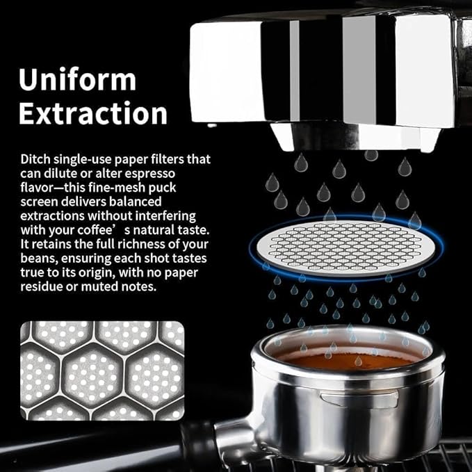 watchget 51mm Espresso Puck Screen Reusable Mesh Coffee Filter 0.8mm Thickness Puck Screen Stainless Steel Lower Shower Screen for 51mm Protafilter Basket
