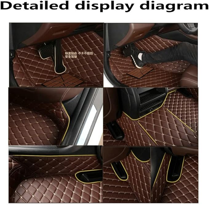 KaiLaiCarCustom Automotive Car Floor Mats for 99.99% Sedan SUV Sports Car Men Women Protection Full Coverage Pads Anti-Slip Leather Floor Lining (Light brown + black beige, C- Diamond double spelling)