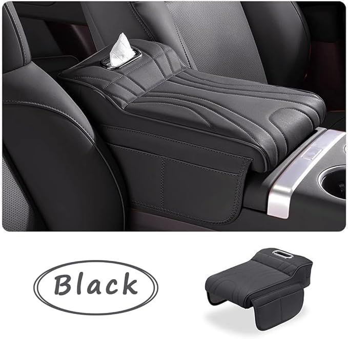Car Armrest Cushion for Subaru Outback 1994–2025 2026 B16,Memory Foam Center Console Cover with Tissue Box and Cup Holder,Center Console Cover,Black
