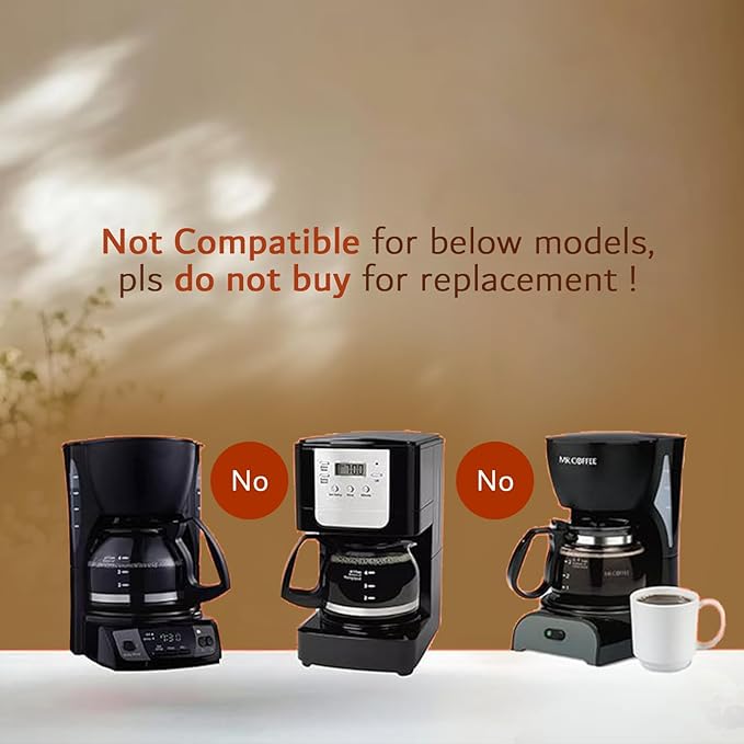 5 Cup Replacement Coffee Carafe, Fits Mr Coffee 5-cups Coffee Machines Model BVMC-PC05BL2, BVMC-SC05BL, Compatible with Gourmia GCM3510 5cups Coffee Maker, Black handle