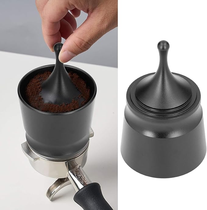Coffee Dosing Cup, Espresso Dosing Cup, Coffee Dosing Ring Powder Receiver Container, Dosing Rings Press Aluminum Alloy Anti Flying Coffee Powder Picker Coffee Accessories 58mm(black)