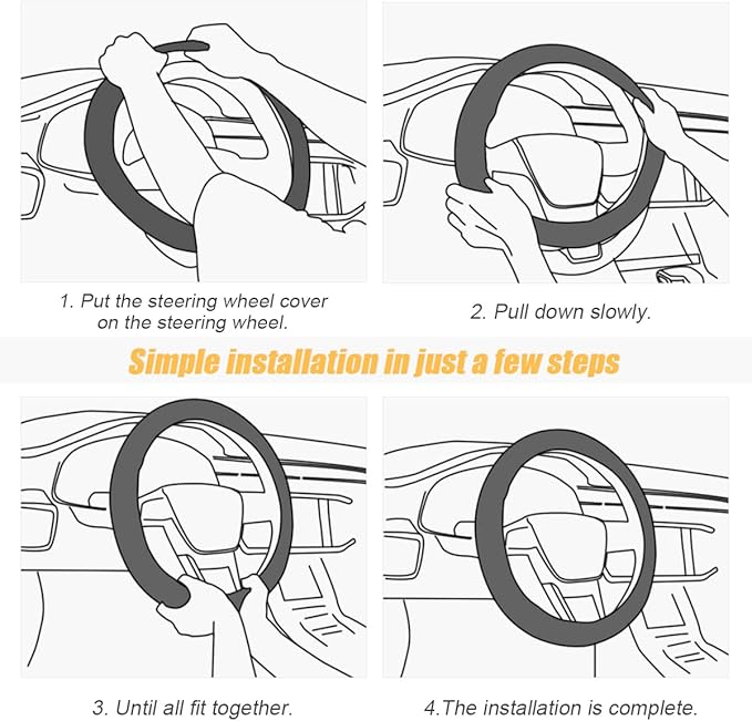 Car Steering Wheel Cover, Microfiber Breathable Ice Silk Leather Steering Wheel Cover Soft Anti-Slip Safety, 15inch Four Season Universal Fits for Most Truck,SUV,Cars (Green)