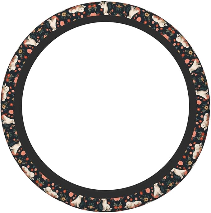 Great Pyrenees Dog Universal Fit Steering Wheel Cover for Car, Truck, and SUV, Durable Steering Wheel Protection