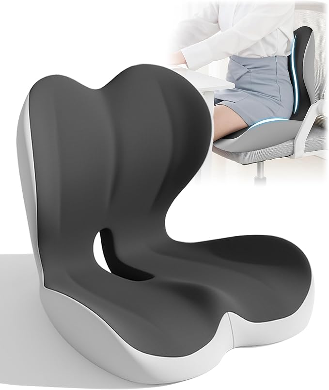 2 in 1 Booster Seat, Cooling Memory Foam Orthopedic Cushion for Sciatica Lower Back Pain Relief, Non-Slip Enhanced Visibility Pad for Truck SUV Office Chair