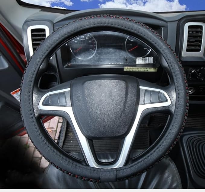 15“16”17“18”19“ 20 Inch Ice Silk Semi Truck Steering Wheel Cover (Black, 15 inch)