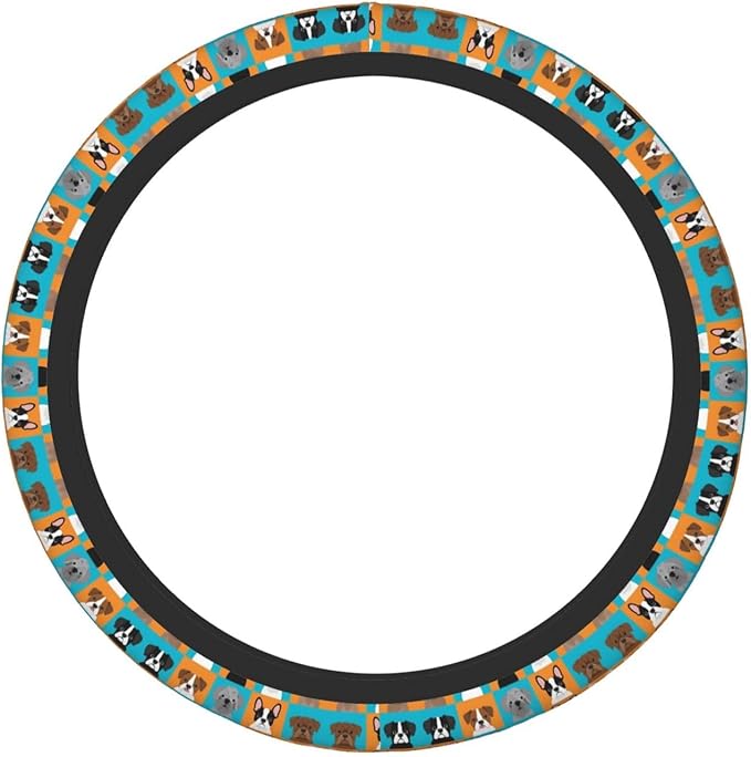 Art-Bulldog Neoprene Steering Wheel Covers Women Men Car Accessories, Universal 15 Inch Fit Auto, Suvs, Truck