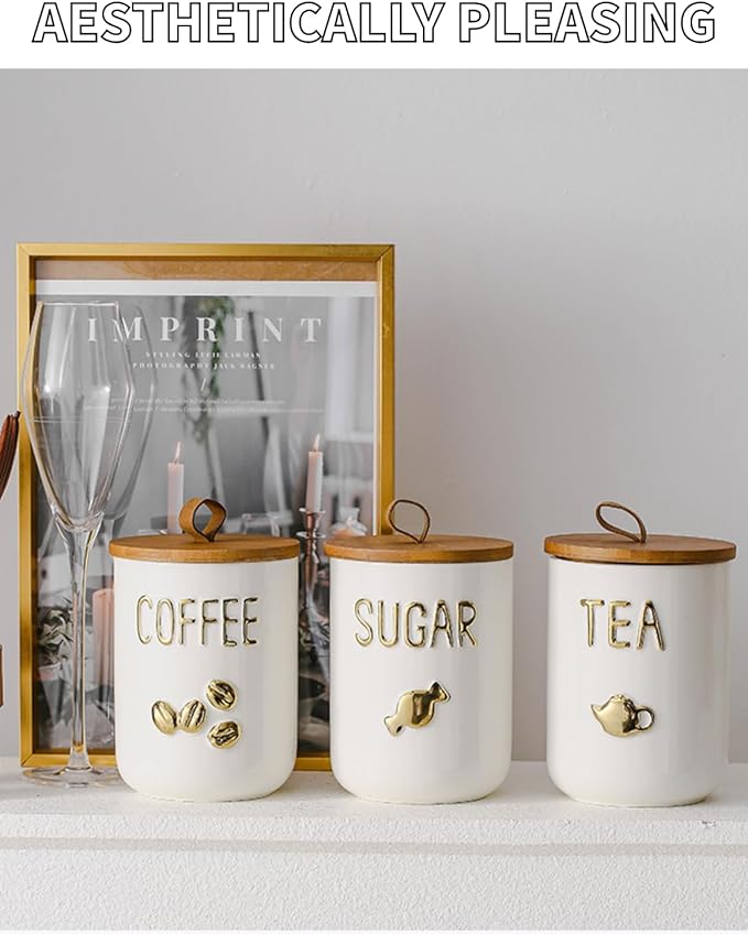 Ceramics Coffee Canisters with Airtight Lids, Simple Style Coffee Bean Storage for Kitchen Countertop, White Coffee Container for Ground Coffee Holder (27.05oz/800ml)