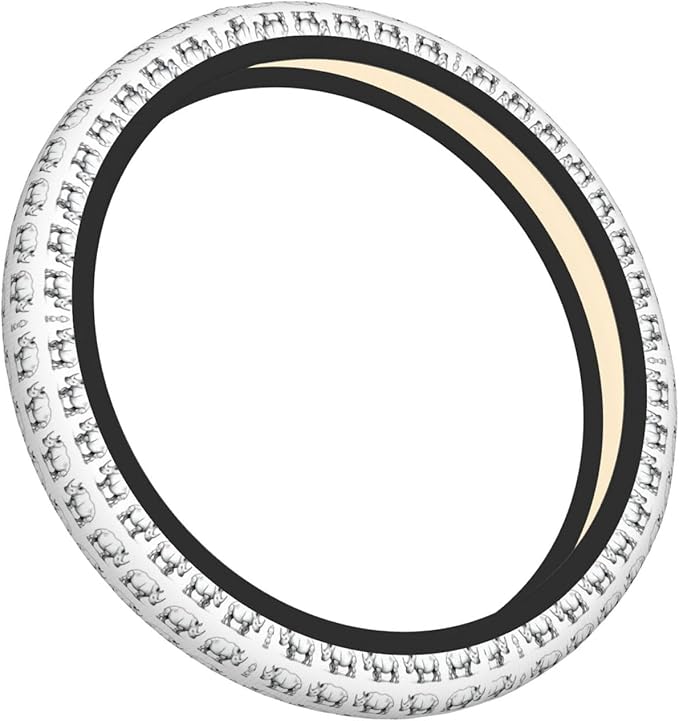 African Rhinos Car Steering Wheel Cover, 15 Inch Steering Wheel Cover Stylish Decor for Most Cars