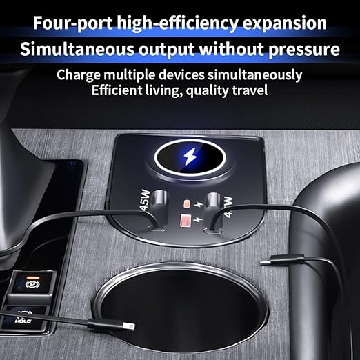 Car USB Hub Docking Station for Toyota Sienna 2021 2022 2023 2024 2025 2026 Type-C Fast Charger Auto Interior Centre Console Accessories Cigarette Lighter Decoration Phone Wireless Charging Adapter