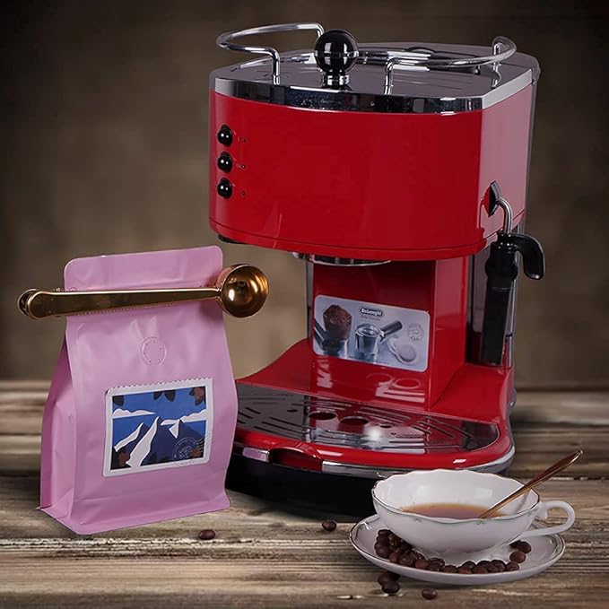 coffee bags with Valve High Barrier Aluminumed Foil Flat Bottom Standing Coffee Beans Storage Bags,Reusable Heat Sealable Side Zipper Pouches (8oz/50pc, Pink)