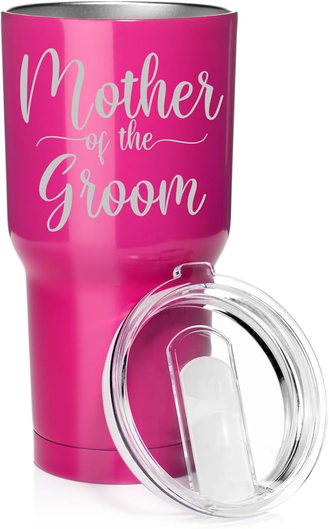 Smooth Body Tumbler Stainless Steel Vacuum Insulated Travel Mug Cup Gift Mother Of The Groom (Hot Pink, 30 oz)