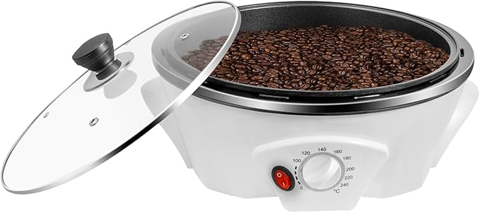 Coffee Roaster, 110V 800W Coffee Roaster Machine for Home Use, 0-240℃ Temperature Adjustment Electric Roaster, Coffee Bean Roaster with Lid for Cafes & Families