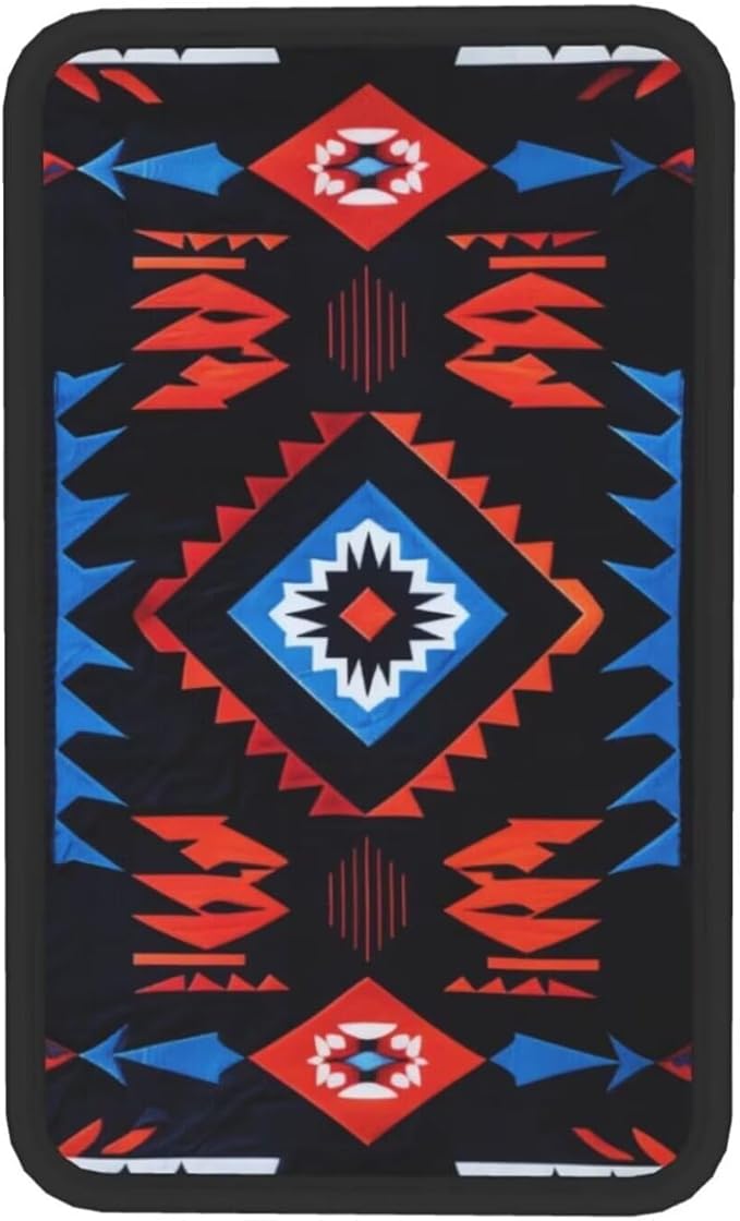 Center Console Cover for Car SUV Truck Van Sedans Western Abstract Armrest Cover Geometry Ethnic Arm Rest Covering Navajo Southwest Console Cushion Pad