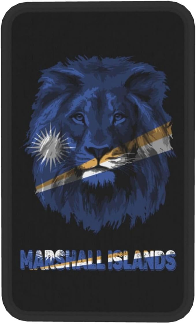 Vintage Marshall Islands Flag Lion Head Auto Center Console Armrest Cover Car Handrail Box Cushion Pad Mat Universal Fit Most Vehicle Sedan Truck SUV Soft Comfort Decor Accessories