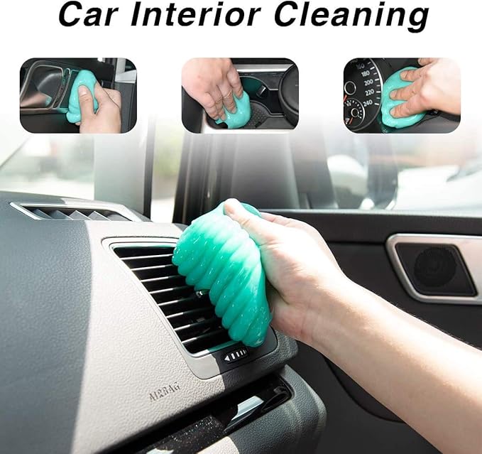 ASFSKY Car Cleaning Gel for Car Interior（Air Vents, Dashboard, Center Console, Cup Holders, Seat Seams, etc.） Removes Dust, and Debris, Reusable, No Residue Cleaner (3, Green)