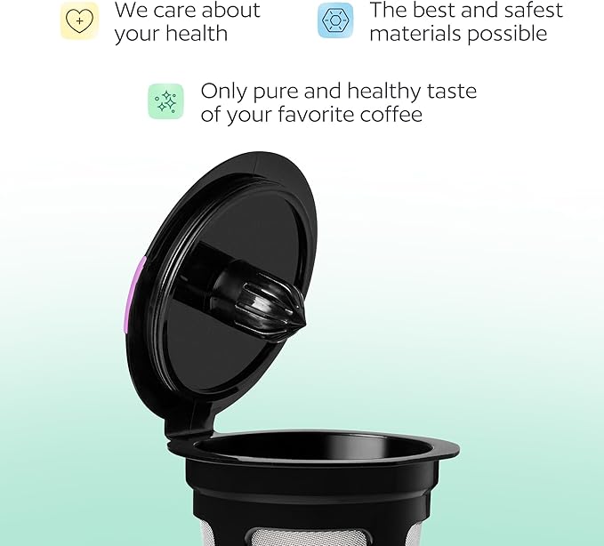 4 Pack Reusable K Cups for Keurig Coffee Makers – BPA-Free Refillable Coffee Pods, 4 Black – Compatible with Keurig Brewers