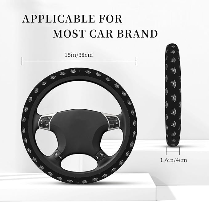 Neoprene Steering Wheel Cover Pug Dog Print Car Steering Wheel Cover Universal Fit for Most Cars