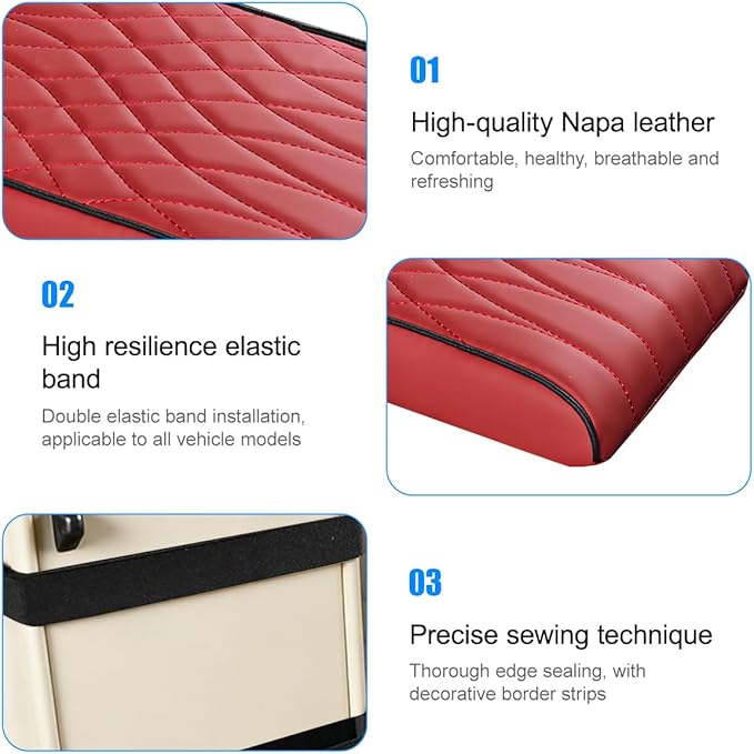 BESULEN Car Center Console Cover, Memory Foam Scratch & Wear Resistant Vehicle Armrest Storage Box Cushion Pad, Auto Interior Middle Console Protector, Universal for Sedan RV Pickup (Red)