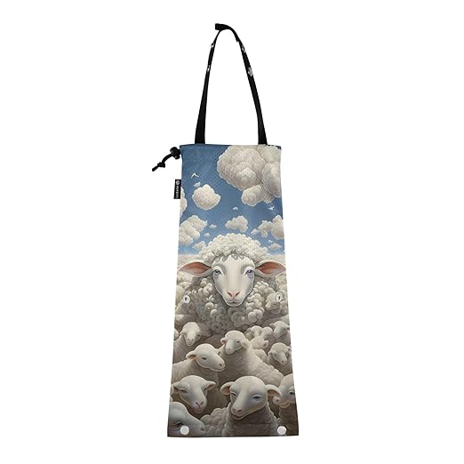 ALAZA Hanging Car Trash Bags Garbage Bag Trash Can for Back Seat Small Sheep 2 Washable Storage Bag Retractable 2 Pack