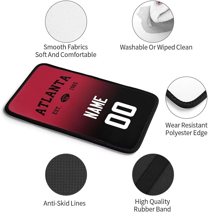 Custom Car Armrest Cover,Add Personalized Name and Number As Gifts for Loyal Football Fans,Auto Center Console Pad Car handrail Box Cushion,Fit for Most Car
