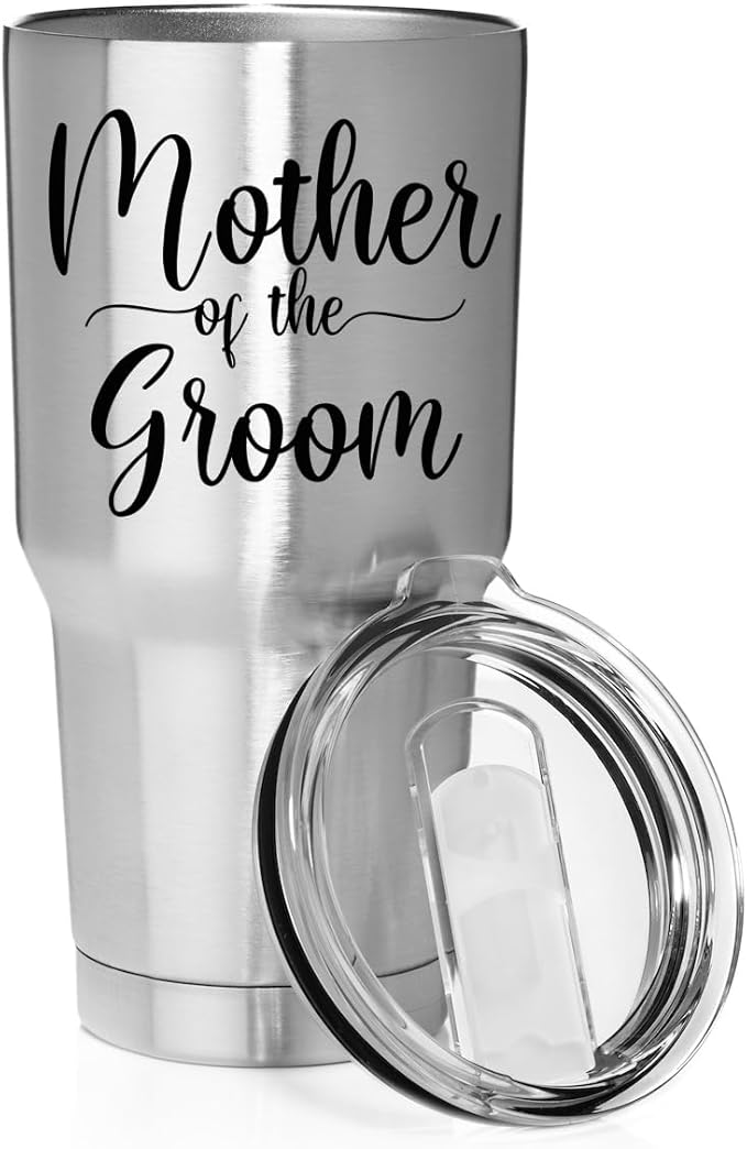 Smooth Body Tumbler Stainless Steel Vacuum Insulated Travel Mug Cup Gift Mother Of The Groom (Stainless Steel, 30 oz)