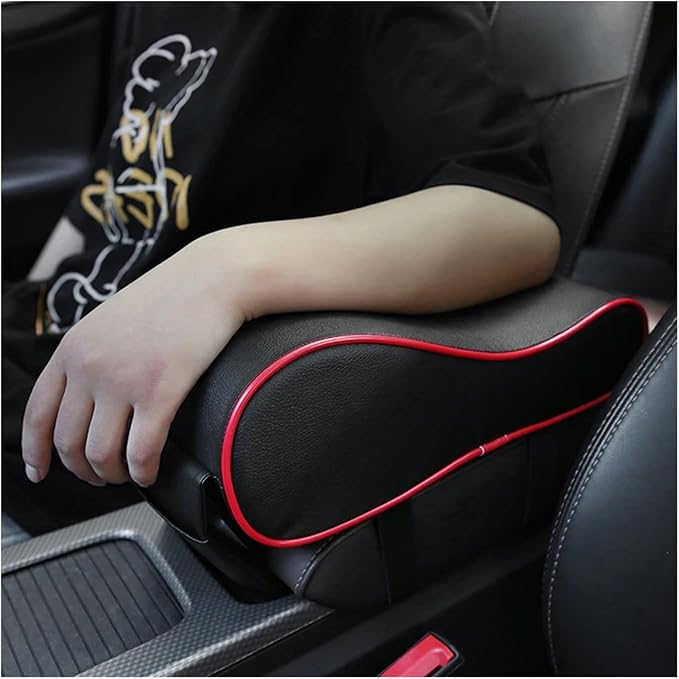 Center Console Cover, Car Center Console Armrest Cushion With Storage Pouch Multifunctional Car Armrest Box Lift Pad Memory Foam Vehicle Pillow Cover(Red)