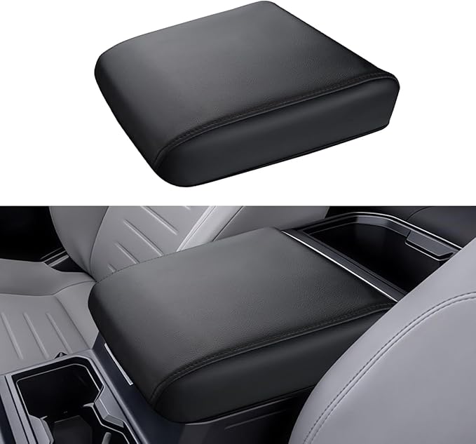 INTGET Center Console Cover for 2026 Toyota Tacoma Accessories 2024 2025 & 2025 2026 4Runner Accessories Leather Car Middle Armrest Arm Rest Box Lid Seat Protector Cushion(Black Stitches, 2024+)