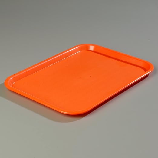 Carlisle FoodService Products CT101424 Cafe Standard Plastic Cafeteria/Fast Food Tray, NSF Certified, BPA Free, 14" Length x 10" Width, Orange (Pack of 24)