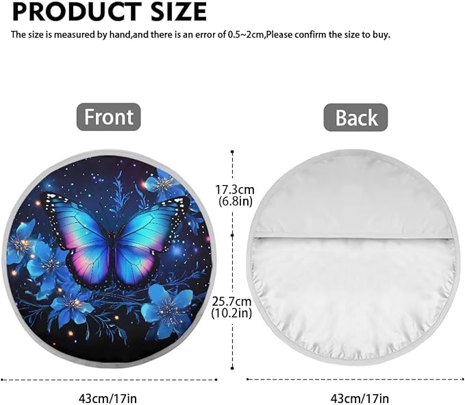 Blue Butterfly Vehicle Steering Wheel Sun Shade 17 Inch Fashion Car Rudder Reflector Protector for SUV Truck Van Summer Essential Gift for Holiday