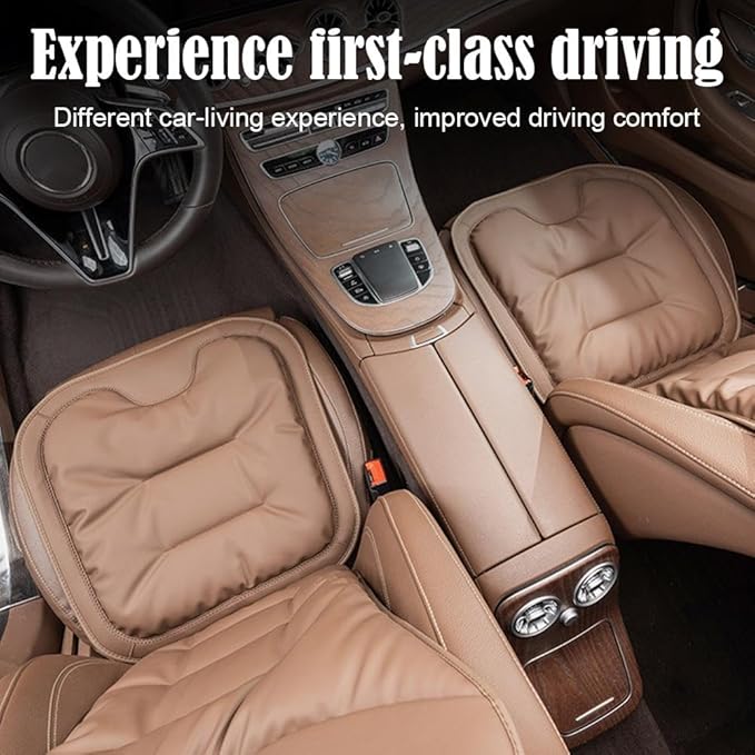 Car Seat Cushion, 2025 New Skin-Friendly Leather Seat Cushions, Skin-Friendly Leather Seat Cushions, Front Bottom and Rear Seat Cushions for Auto Office (Black 1set)