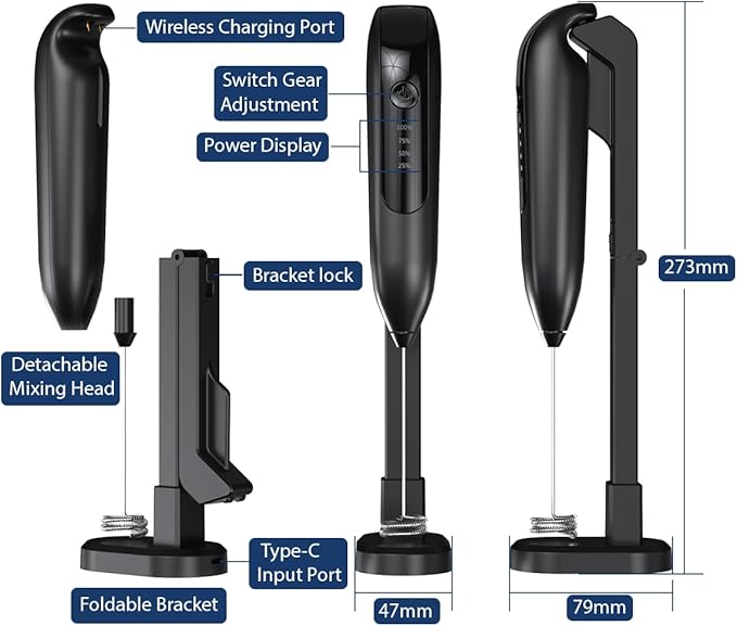 Wireless Rechargeable Milk Frother Handheld with Stand for Latte Art/Double Small Whisk Milk Frother Wand Coffee Frother Handheld/Electric Whisk Frother for Coffee/Batidora Para Cafe