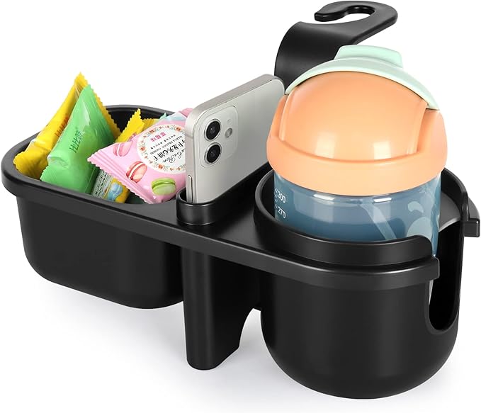 Accmor Car Headrest Backseat Organizer with Cup Holder, 3 in 1 Universal Backseat Car Organizer Tray Hold Bottles, Phone, Snacks, Trash, Non-Slip Grip Clip Car Seat Organizer Tray for Kids Adults