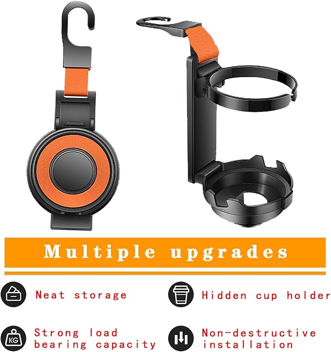 Car Headrest Hook - 2 in 1 Multifunction Phone Holder & Cup Holder, Back Seat Organizer with Sturdy Anti-Slip Design for Phones, Bags, Cups - Universal for Most Vehicles (Yellow-1PC)
