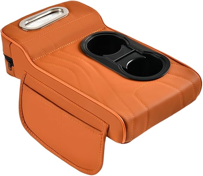 LAFANDE Car Armrest Cushion | Heightening Pad Arm Rest for Car, Center Console Cover with Storage Bags Cup Holder, Tissue Box Slot, Easy to Install and Clean