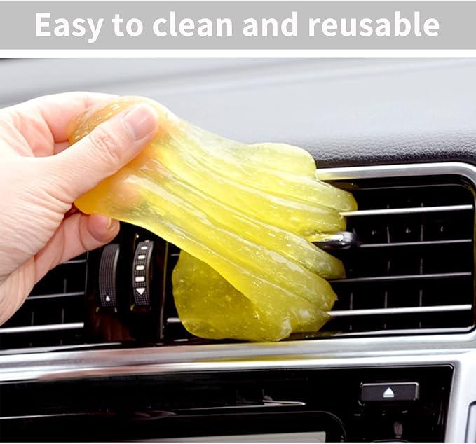 2Packs Cleaning Gel for Car, Cleaning Kit Universal Automotive Dust Car Crevice Cleaner Interior Detail Keyboard Putty Cleaner for Car Air Vents, PC Cleaning (Red+Yellow)