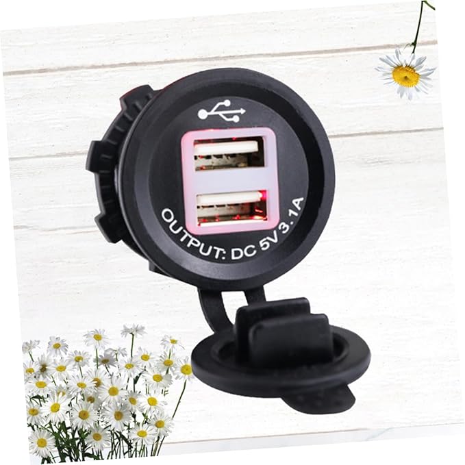 5v Dual USB Car and Motorcycle Charger Socket for Mobile Devices Suitable for Vehicles Powers Two Devices Simultaneously Indicator