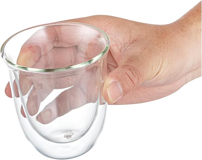 Restaurantware Coffee Cup 12 Pack of 6.8 oz Insulated Double-Wall Glass Borosilicate Coffee Cup Espresso Shot Dishwasher Safe For Hot Drinks