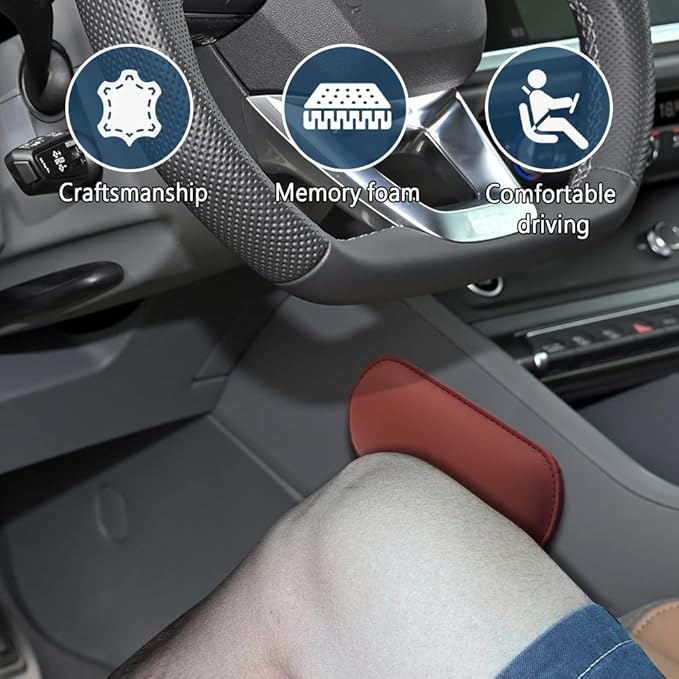 2PCS Car Door Armrest Pads, Soft Leather Car Armrest Cushion with Memory Foam, Comfortable Auto Center Console for Leg Elbow, Elbow Pads Interior Accessories Fit Most Vehicles (Volcanic Red)